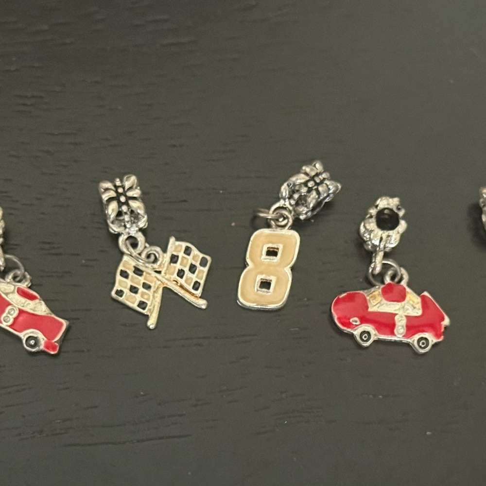 Racing Car Charm Set - Red, Silver Black and Gold